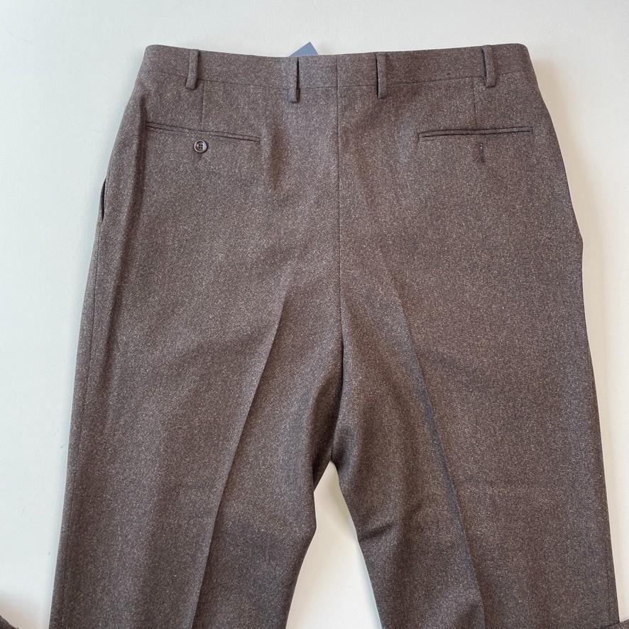 NWT Canali (56EUR / 38US) 100% Wool Brushed Birdseye Pleated Brown Dress Pants