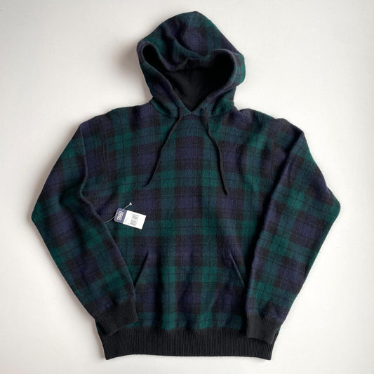 NWT VNTG Polo Ralph Lauren (M) Black Watch Tartan 100% Wool Hooded Sweater