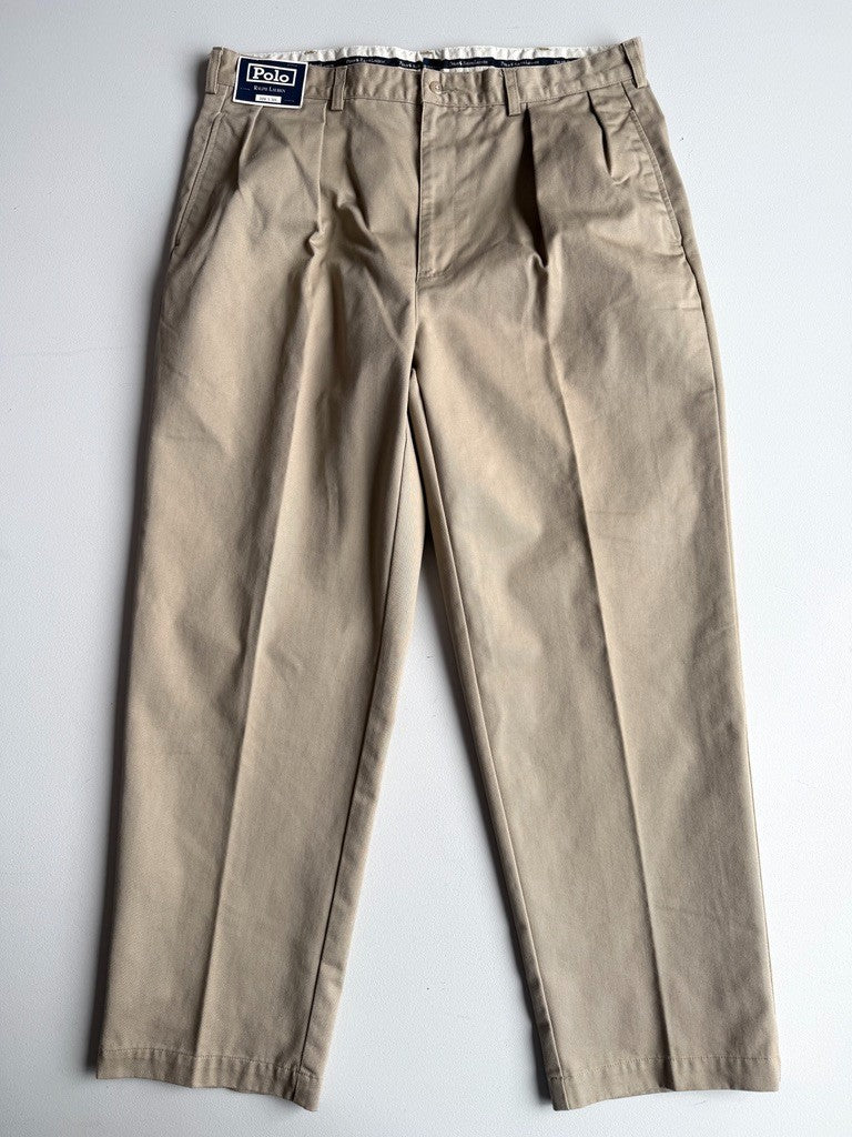 VNTG NWT Polo Ralph Lauren (38x30) "Andrew" Pleated Classic Cotton Chino Pant