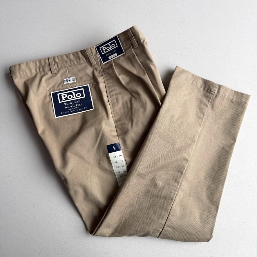 VNTG NWT Polo Ralph Lauren (38x30) "Andrew" Pleated Classic Cotton Chino Pant