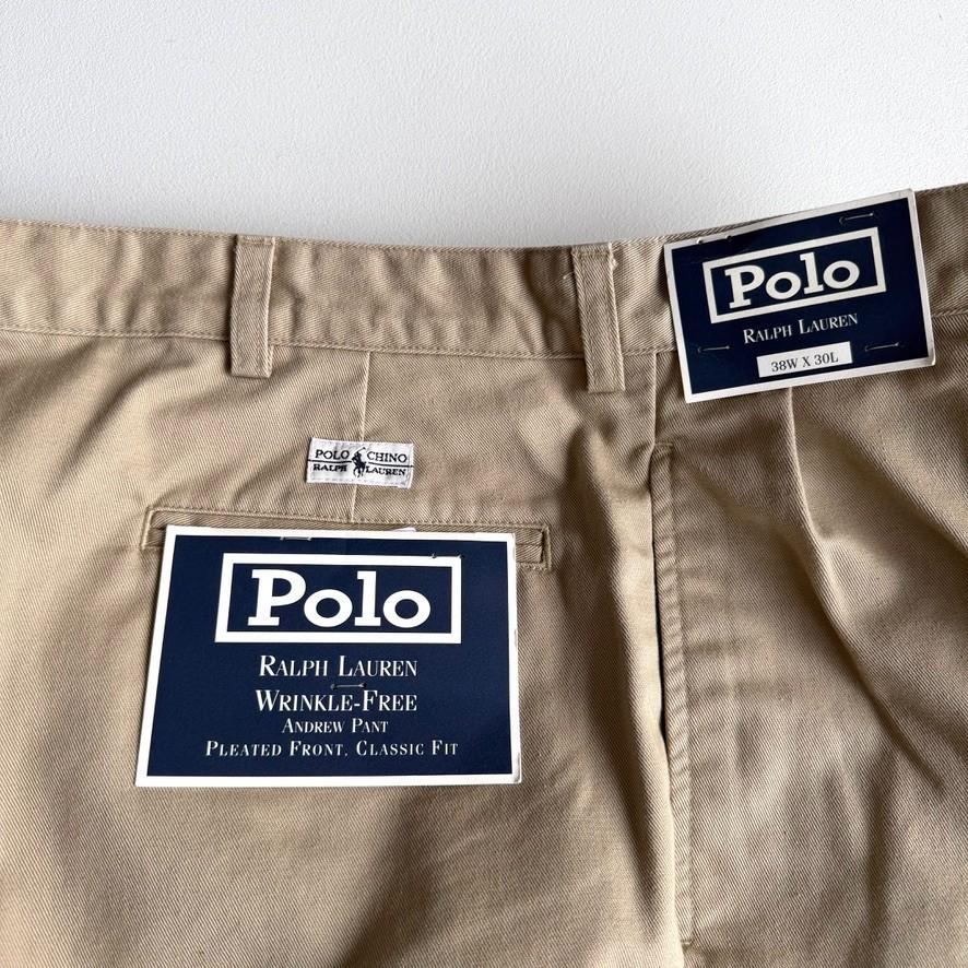 VNTG NWT Polo Ralph Lauren (38x30) "Andrew" Pleated Classic Cotton Chino Pant