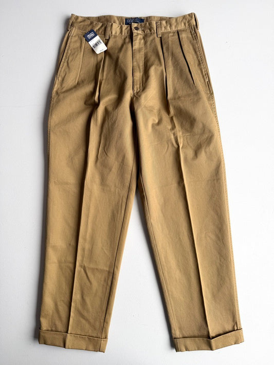 VNTG NWT Polo Ralph Lauren (34x30) British Khaki Pleated Classic Fit Chino Pant