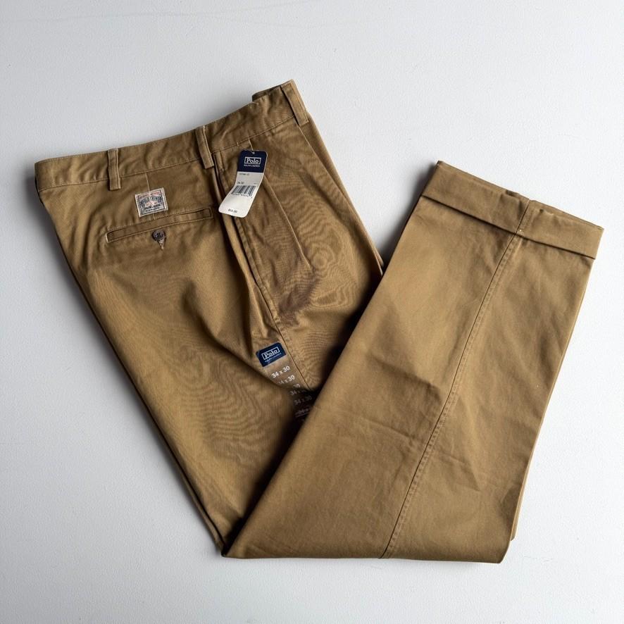VNTG NWT Polo Ralph Lauren (34x30) British Khaki Pleated Classic Fit Chino Pant