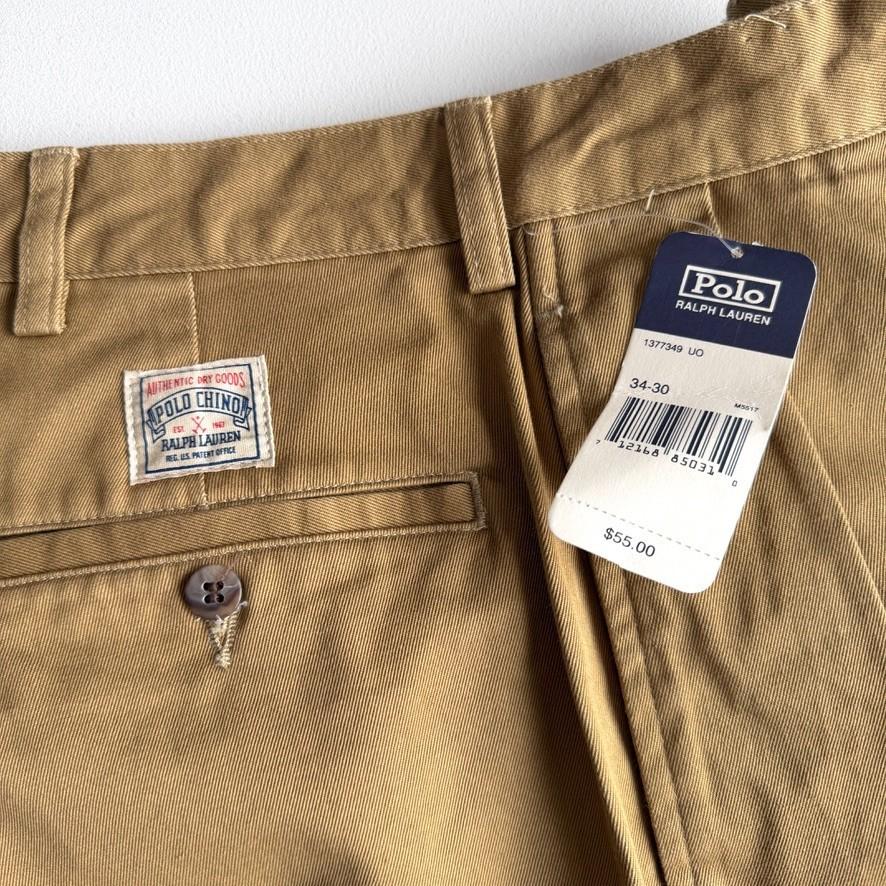 VNTG NWT Polo Ralph Lauren (34x30) British Khaki Pleated Classic Fit Chino Pant