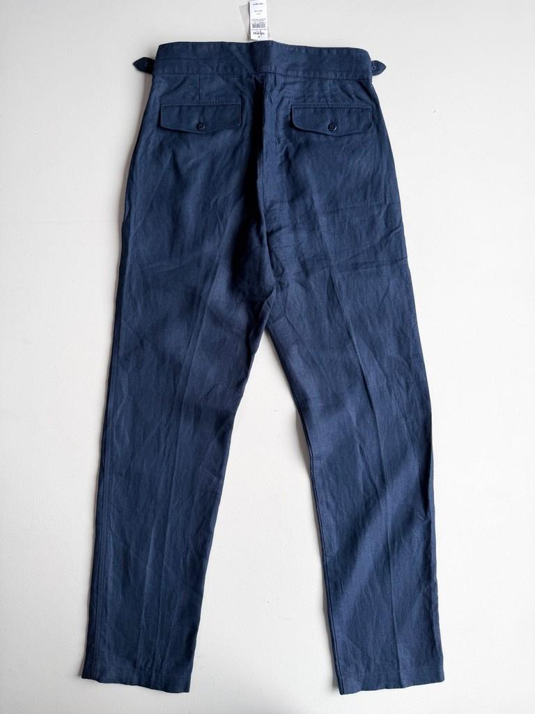 NWT Todd Snyder (31x32) 100% Linen Gurkha Buckled Officer Navy Blue Trouser Pant