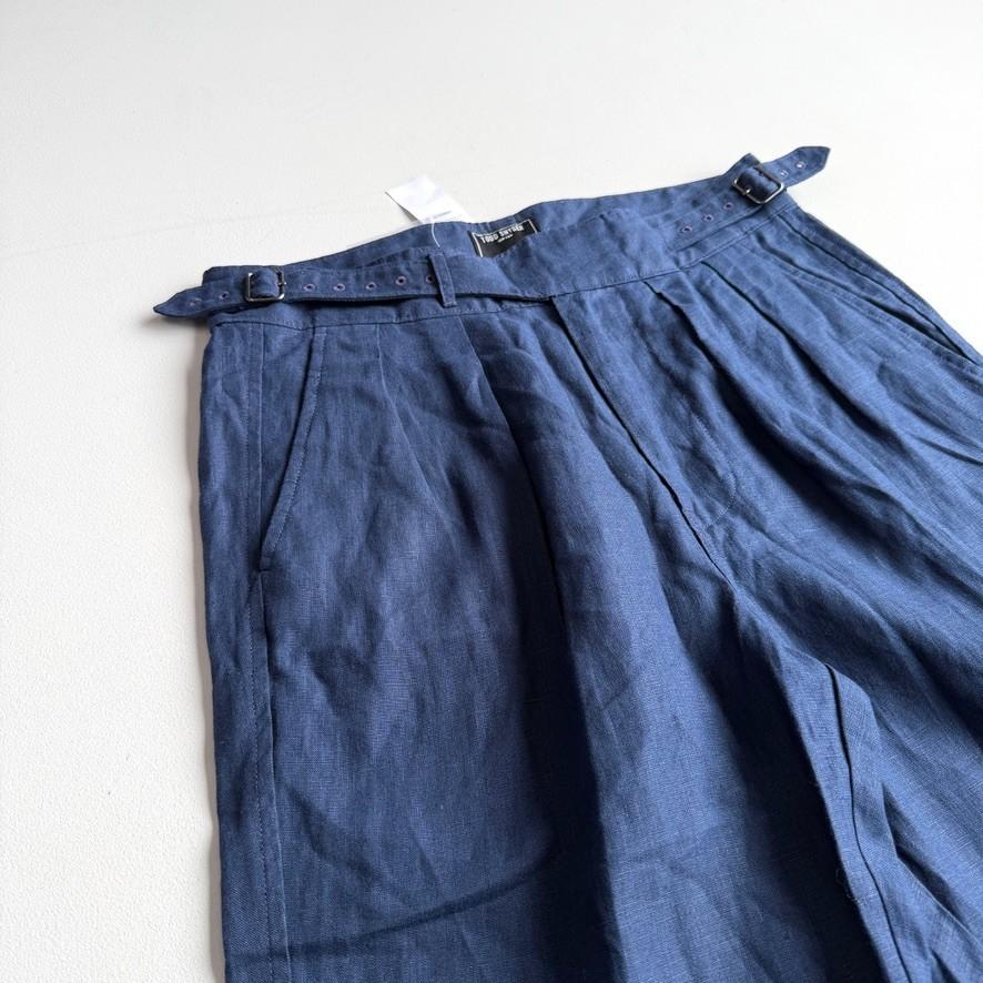 NWT Todd Snyder (31x32) 100% Linen Gurkha Buckled Officer Navy Blue Trouser Pant