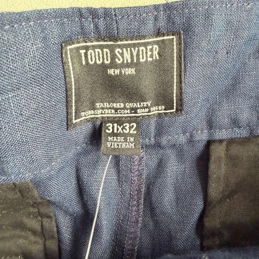 NWT Todd Snyder (31x32) 100% Linen Gurkha Buckled Officer Navy Blue Trouser Pant
