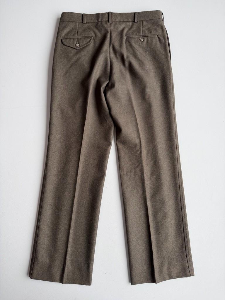 VNTG Polo Ralph lauren (34x32) 100% Wool Flannel Pleated Olive Trousers Pants