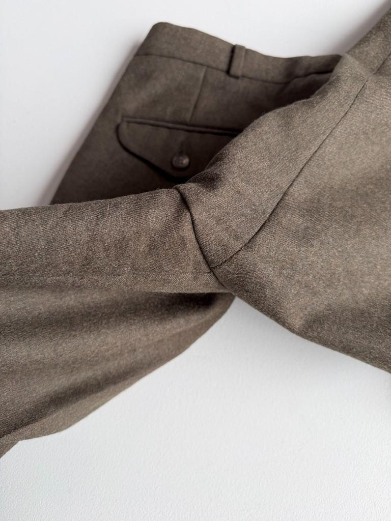 VNTG Polo Ralph lauren (34x32) 100% Wool Flannel Pleated Olive Trousers Pants