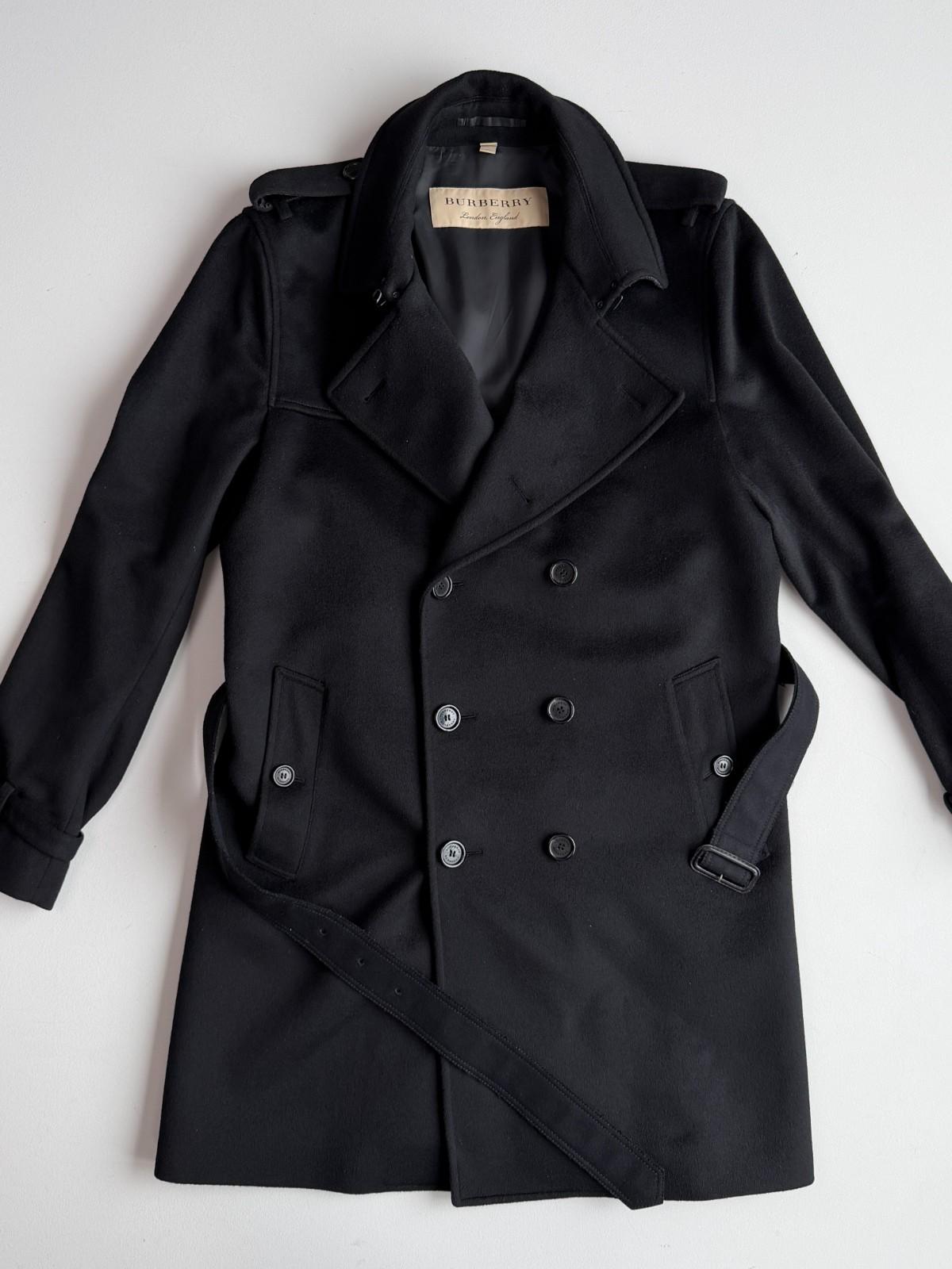 MINT Burberry (54) 100% Cashmere Mid-Length Black Trench Coat