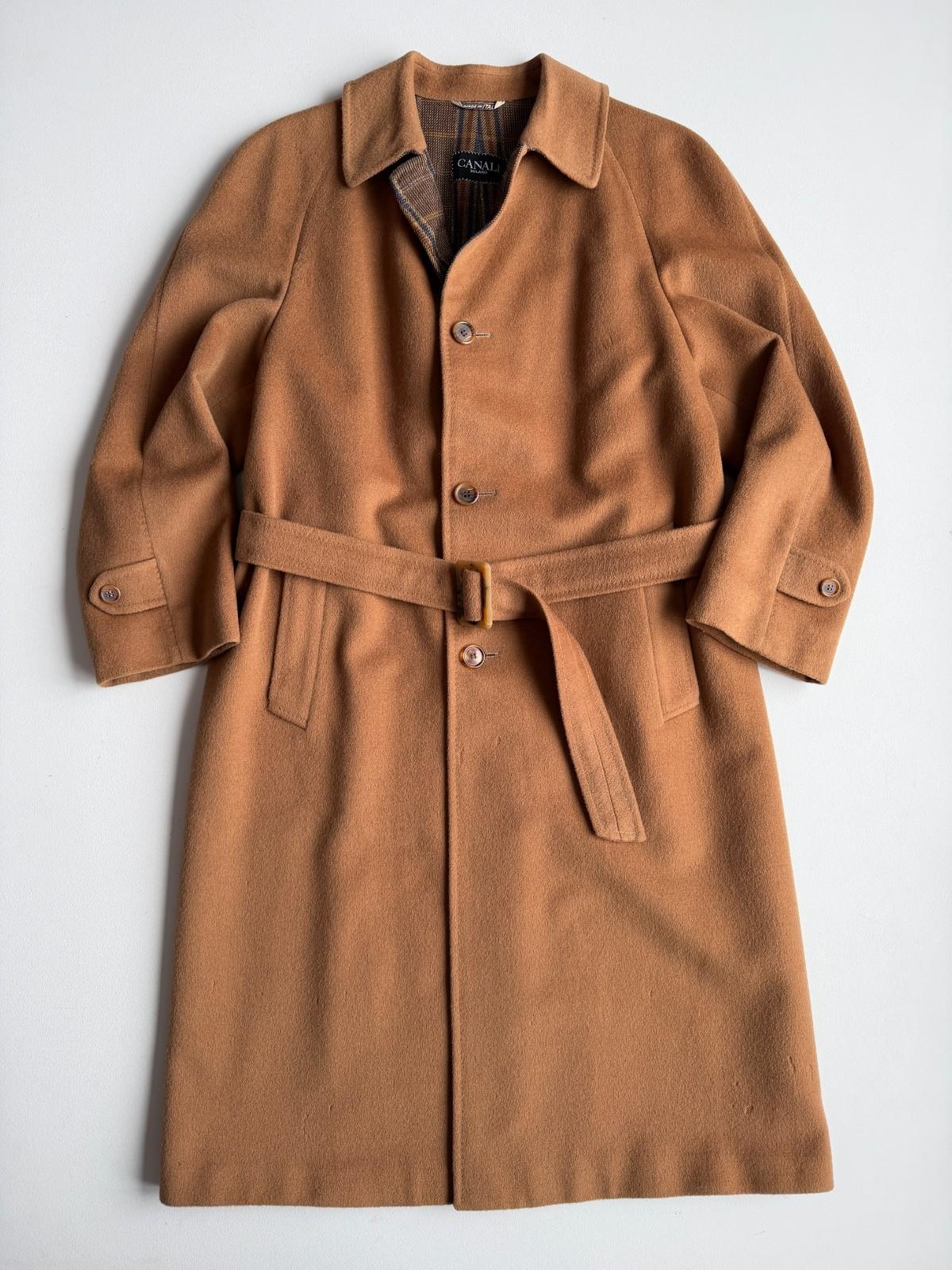 VNTG Canali (48 / 38) Tawny Brown 100% Wool Balmacaan WITH SCARF Over Coat