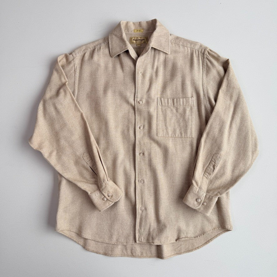 Paul Stuart (L) Oatmeal Wide-Herringbone Brushed Cotton Shirt