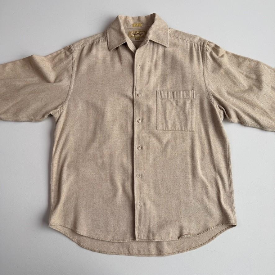 Paul Stuart (L) Oatmeal Wide-Herringbone Brushed Cotton Shirt