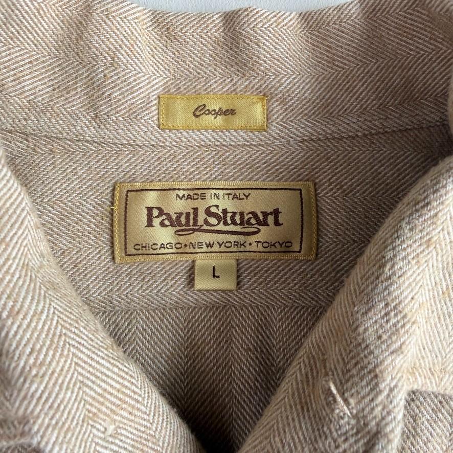 Paul Stuart (L) Oatmeal Wide-Herringbone Brushed Cotton Shirt