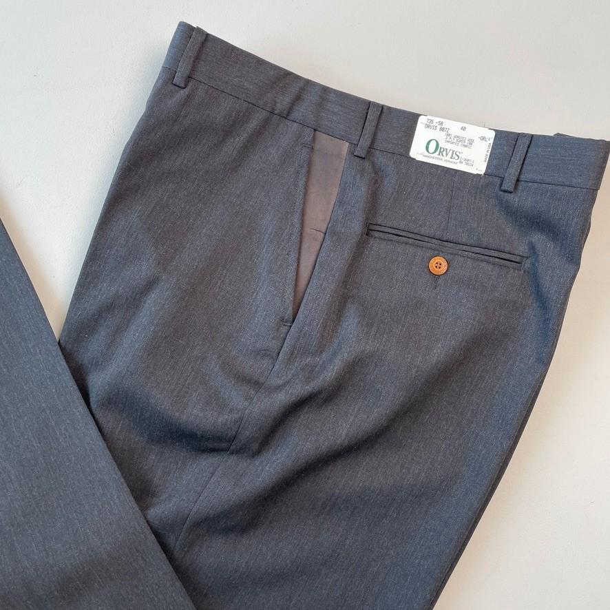 VNTG NWT Orvis (40) Gray Leather Pocket Super 100s Wool Trousers Pants