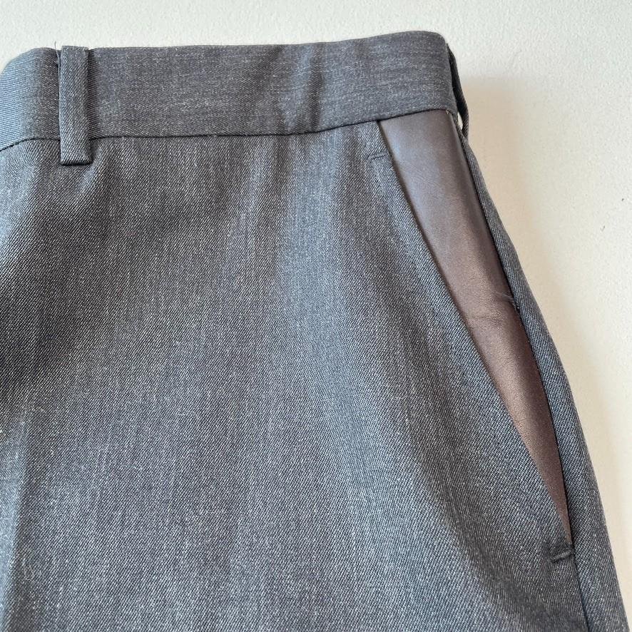 VNTG NWT Orvis (40) Gray Leather Pocket Super 100s Wool Trousers Pants