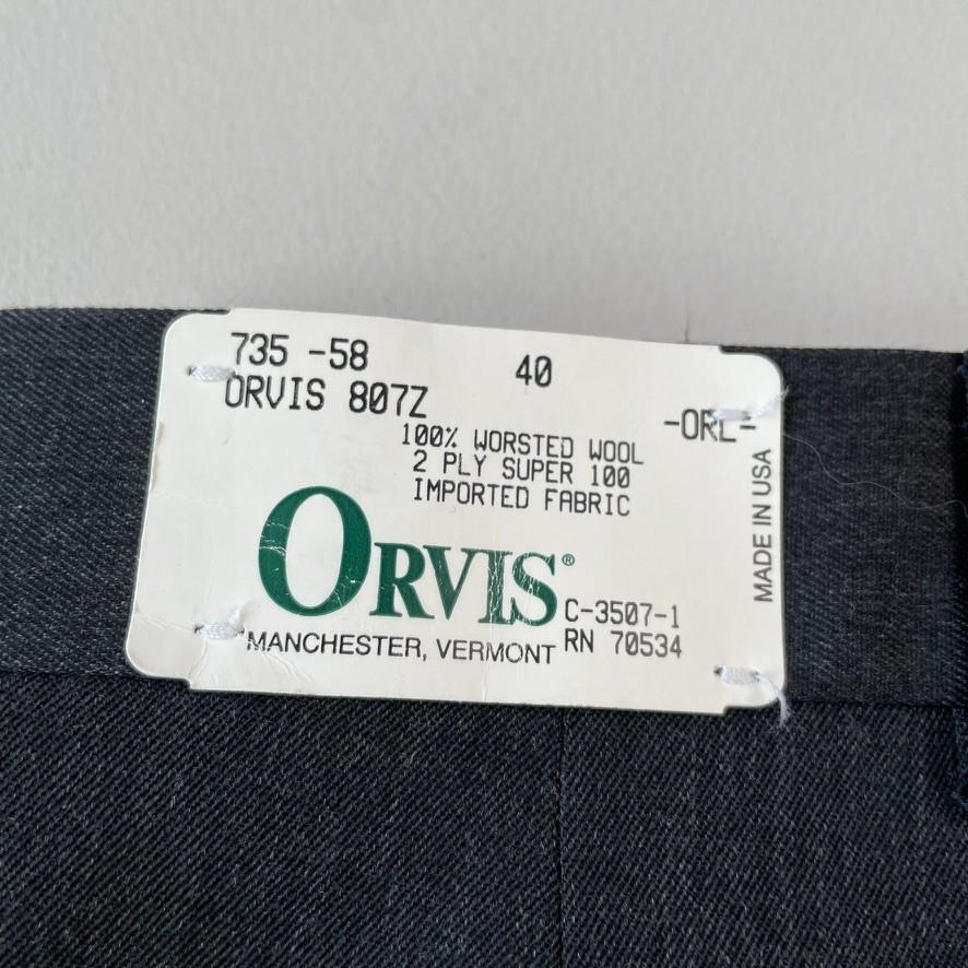 VNTG NWT Orvis (40) Gray Leather Pocket Super 100s Wool Trousers Pants