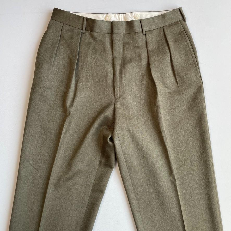 Polo Ralph Lauren (35x28) Olive Green 100% Virgin Wool Super 100s Pleated Pants