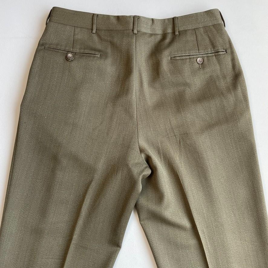 Polo Ralph Lauren (35x28) Olive Green 100% Virgin Wool Super 100s Pleated Pants