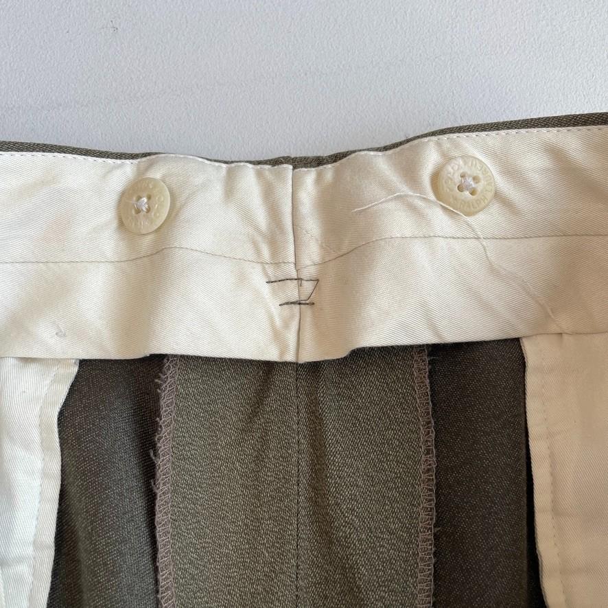 Polo Ralph Lauren (35x28) Olive Green 100% Virgin Wool Super 100s Pleated Pants