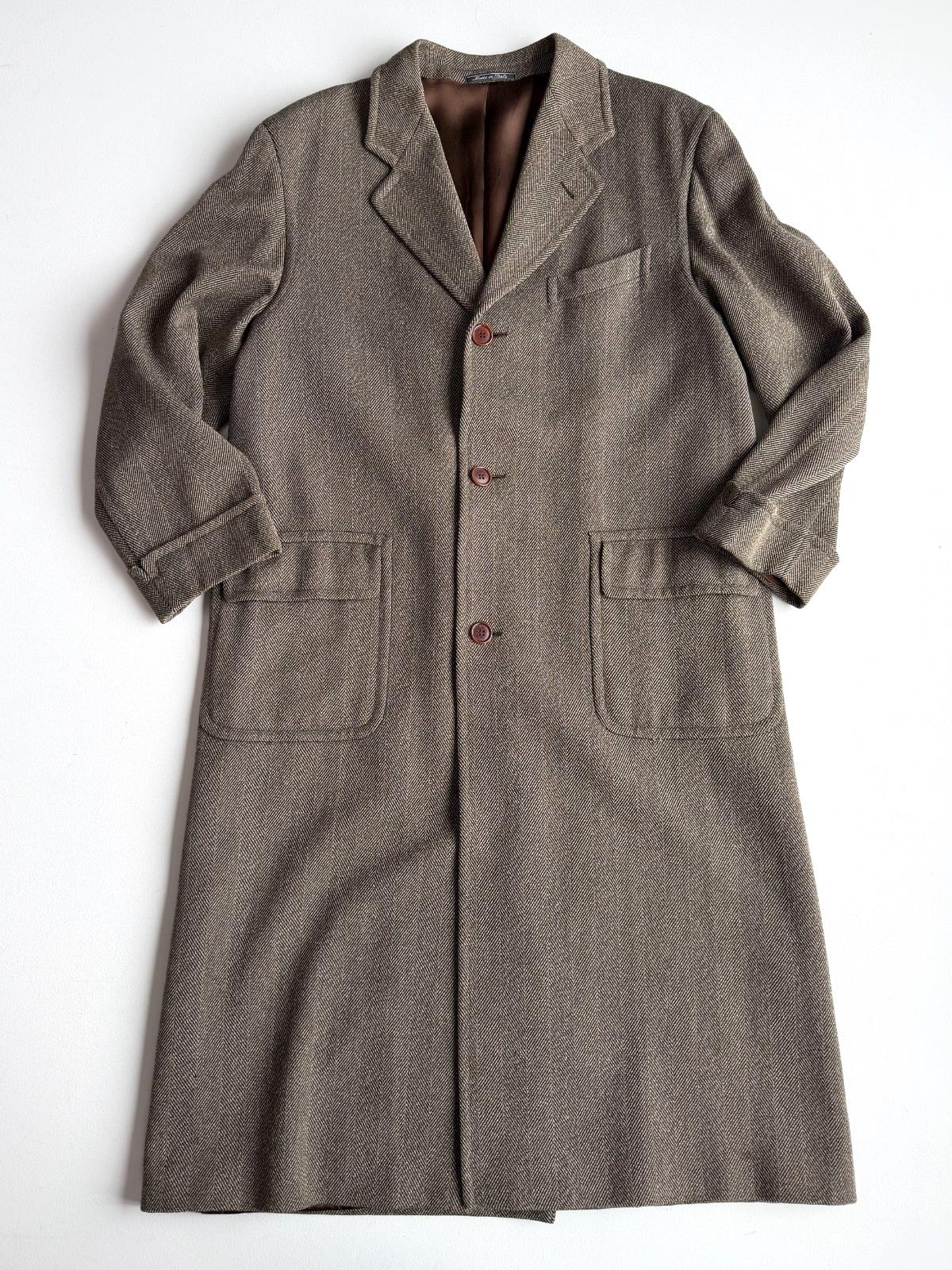 VNTG Luciano Barbera (50 /52) 100% Wool Wide-Wale Herringbone Tweed Top Coat