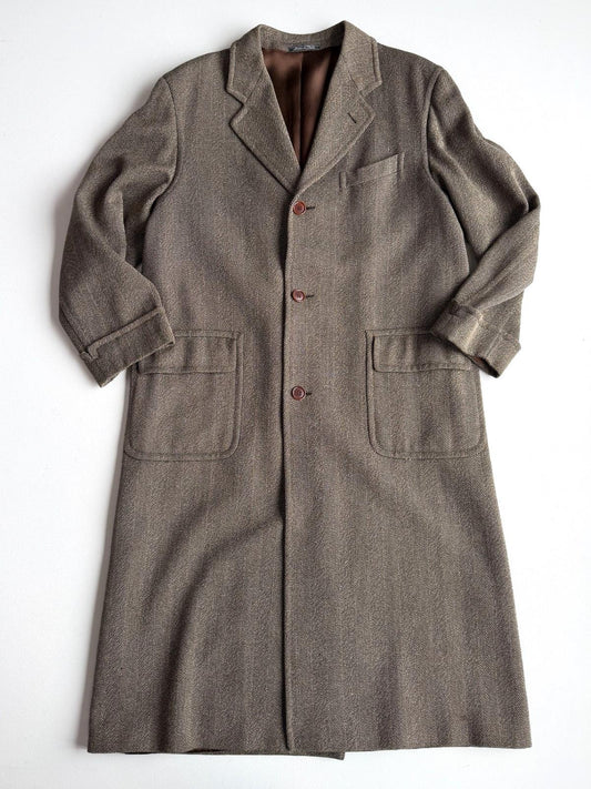 VNTG Luciano Barbera (50 /52) 100% Wool Wide-Wale Herringbone Tweed Top Coat