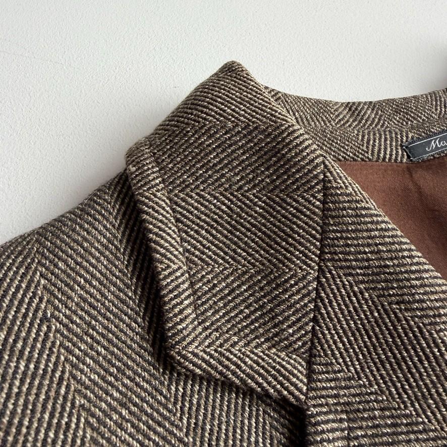 VNTG Luciano Barbera (50 /52) 100% Wool Wide-Wale Herringbone Tweed Top Coat