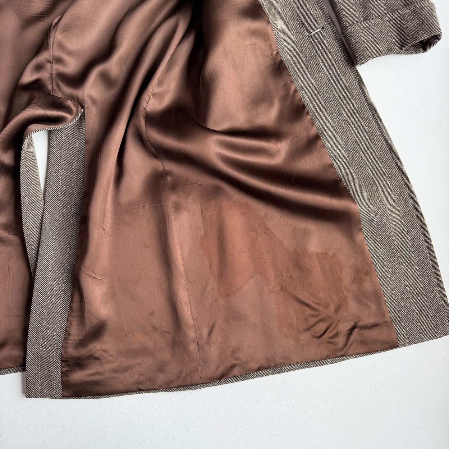 VNTG Luciano Barbera (50 /52) 100% Wool Wide-Wale Herringbone Tweed Top Coat