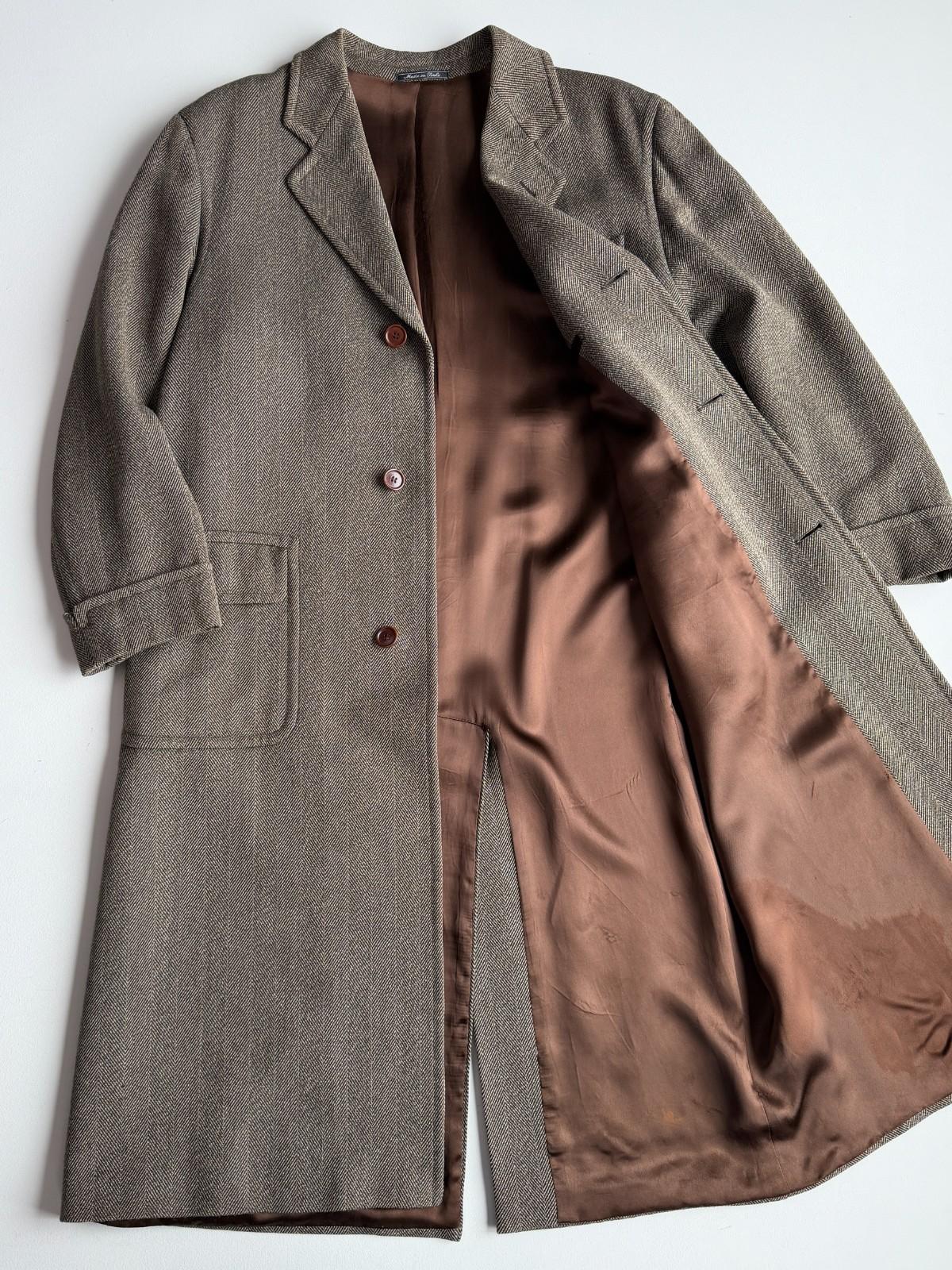 VNTG Luciano Barbera (50 /52) 100% Wool Wide-Wale Herringbone Tweed Top Coat