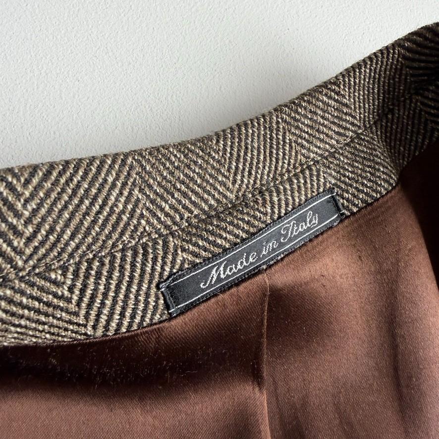 VNTG Luciano Barbera (50 /52) 100% Wool Wide-Wale Herringbone Tweed Top Coat