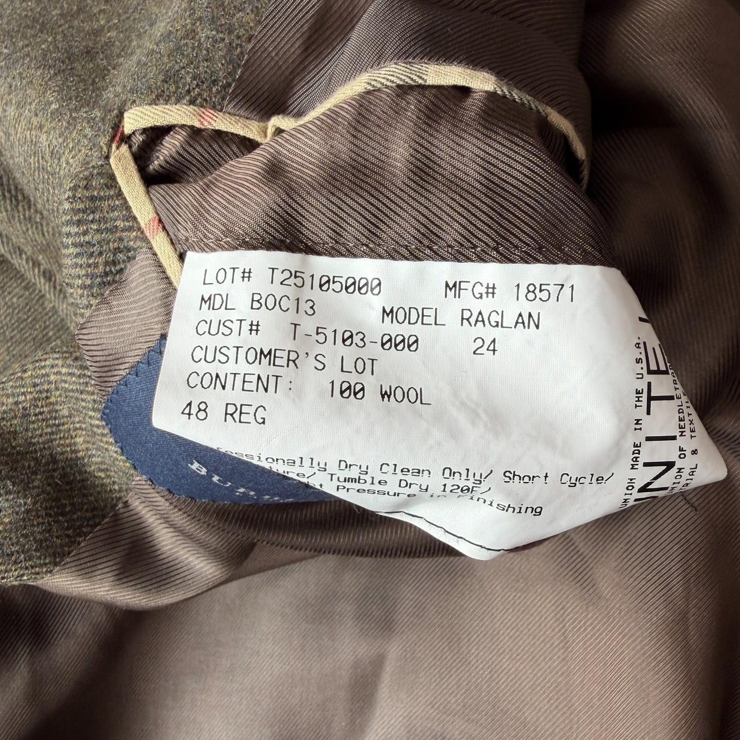 Burberry (48L) 100% Wool Olive Green Belted Balmacaan Raglan Coat
