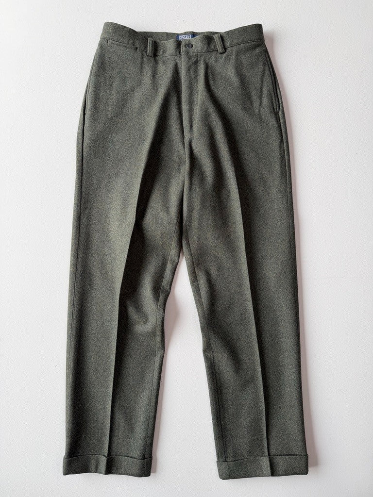 VNTG Polo Ralph Lauren (34x32) Wool Heathered Green Flannel "Philip" Pants