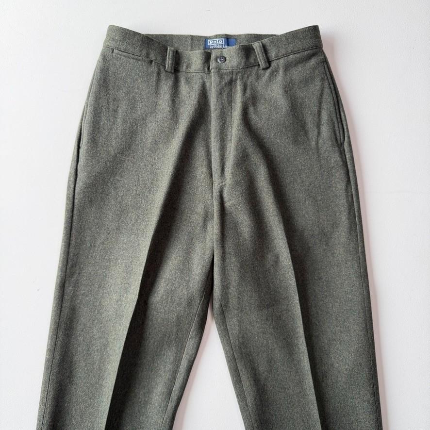 VNTG Polo Ralph Lauren (34x32) Wool Heathered Green Flannel "Philip" Pants