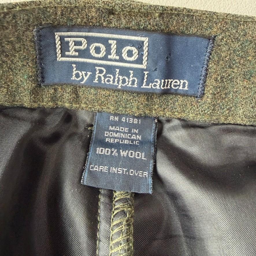 VNTG Polo Ralph Lauren (34x32) Wool Heathered Green Flannel "Philip" Pants