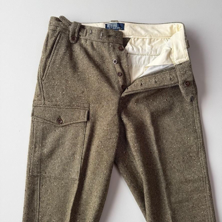 Polo Ralph Lauren (32x34) 100% WoolHerringbone Wool Cargo Waist Strap Pants