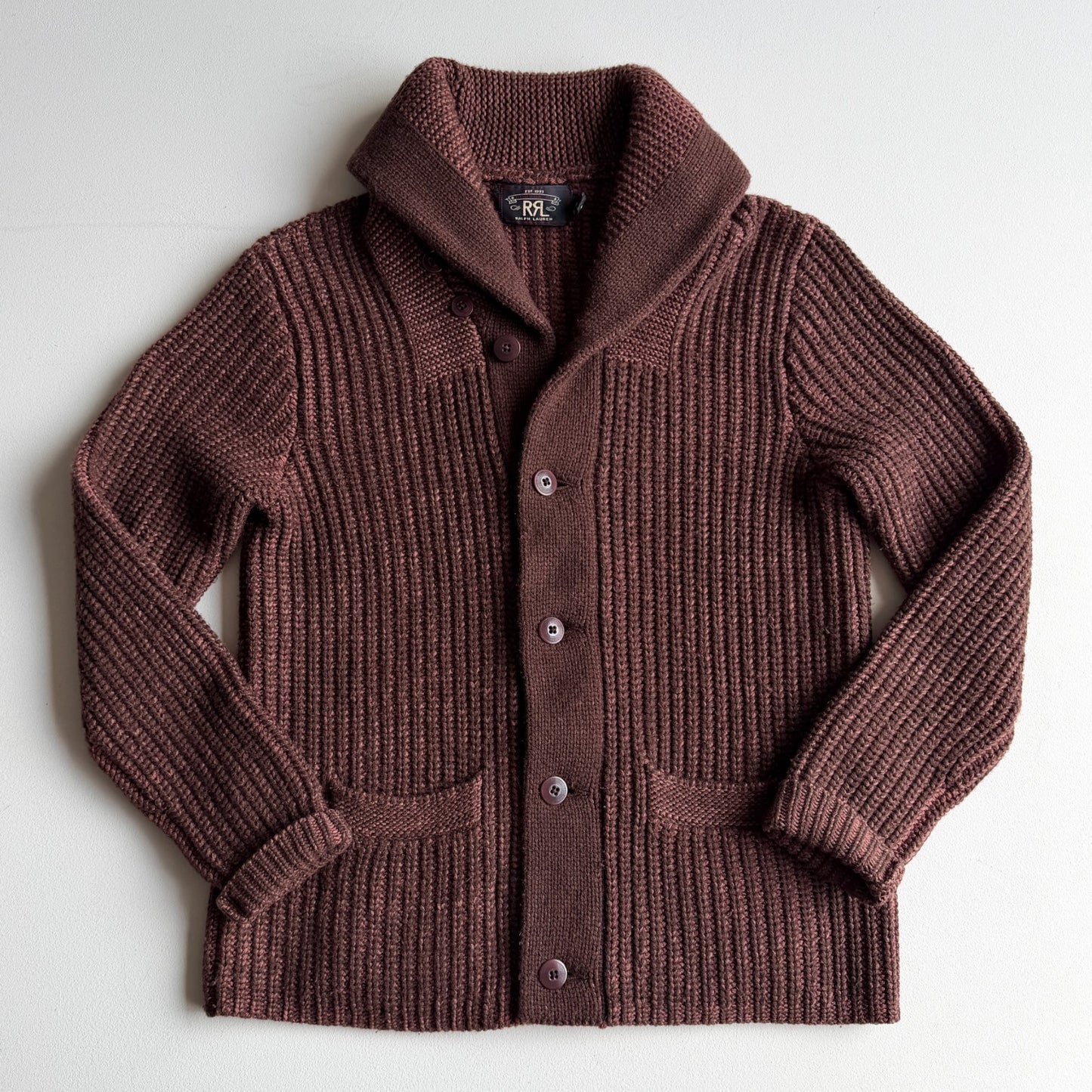 RRL Ralph Lauren (S) Cashmere/Merino Wool Rust Maroon Cardigan Sweater