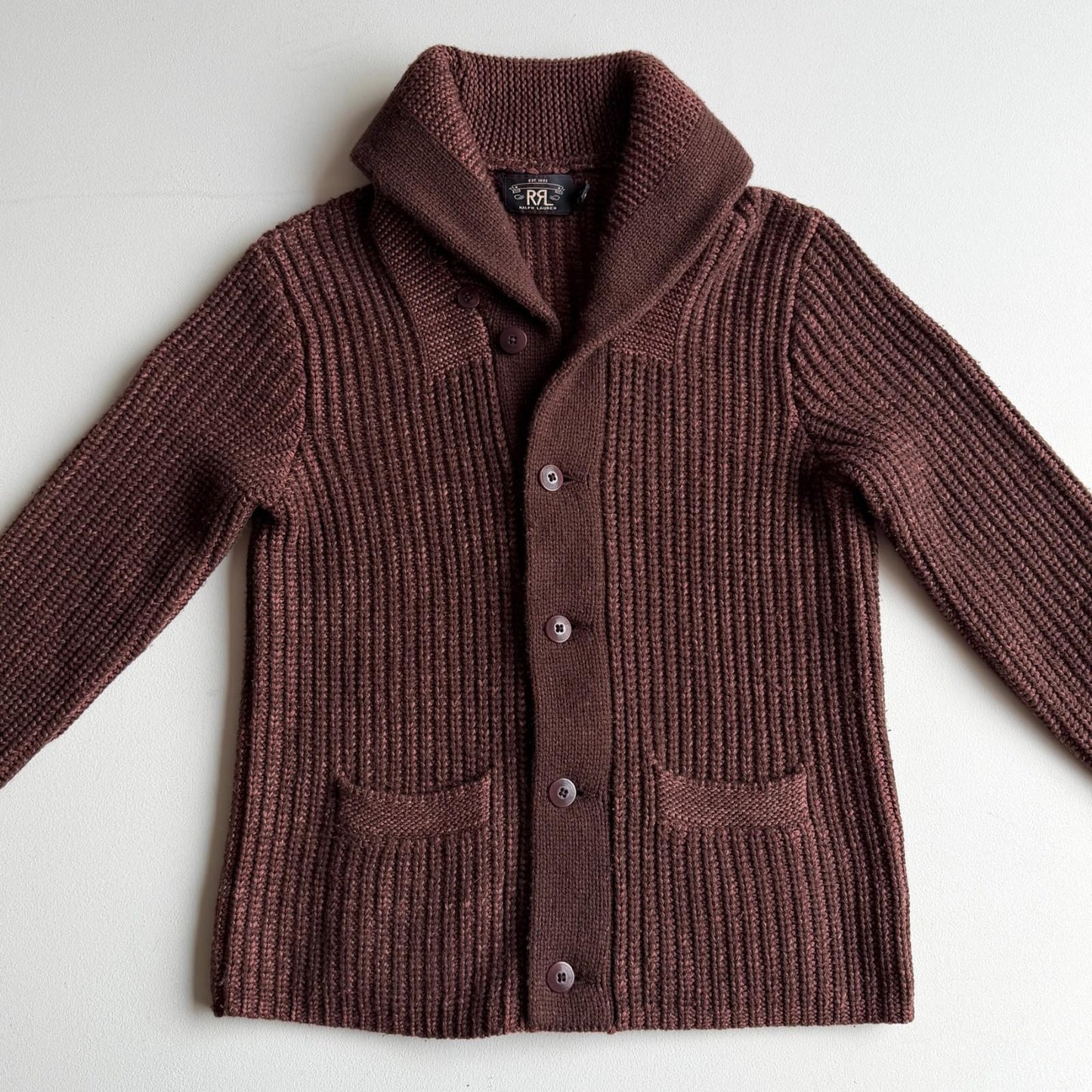 RRL Ralph Lauren (S) Cashmere/Merino Wool Rust Maroon Cardigan Sweater