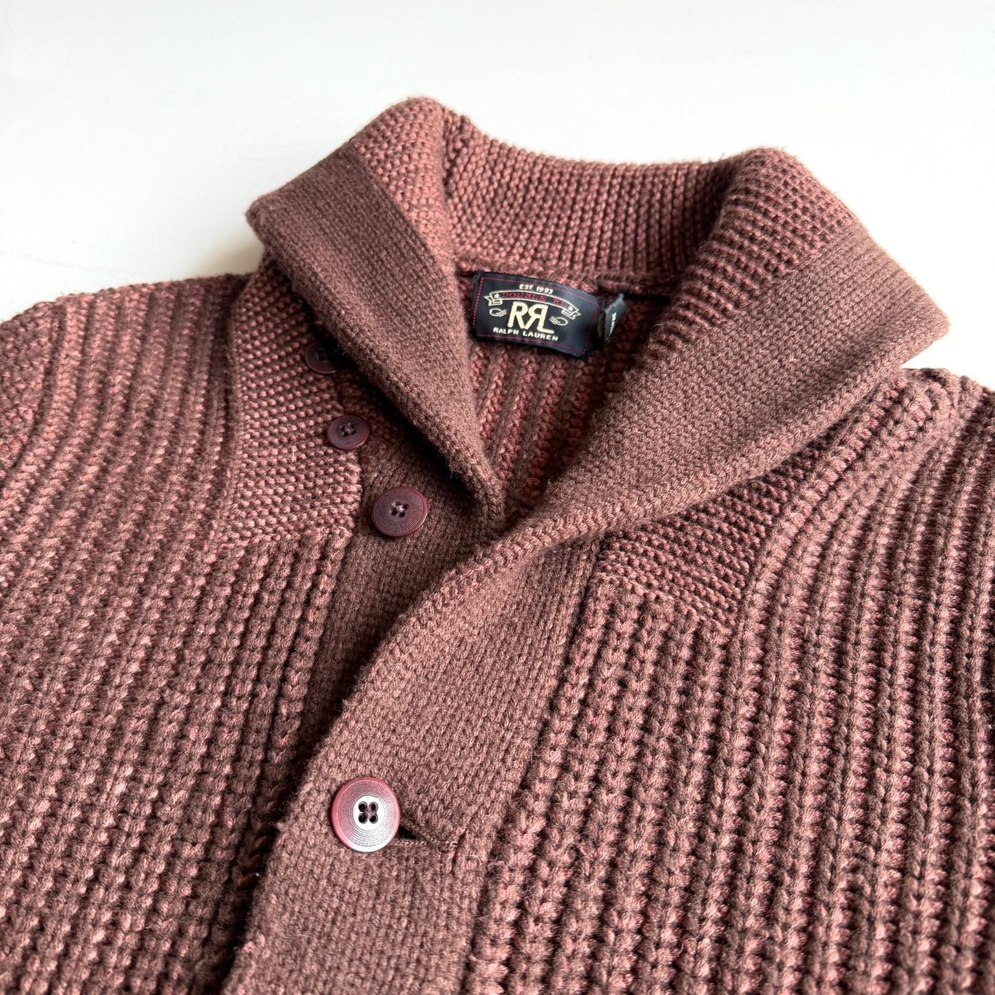 RRL Ralph Lauren (S) Cashmere/Merino Wool Rust Maroon Cardigan Sweater
