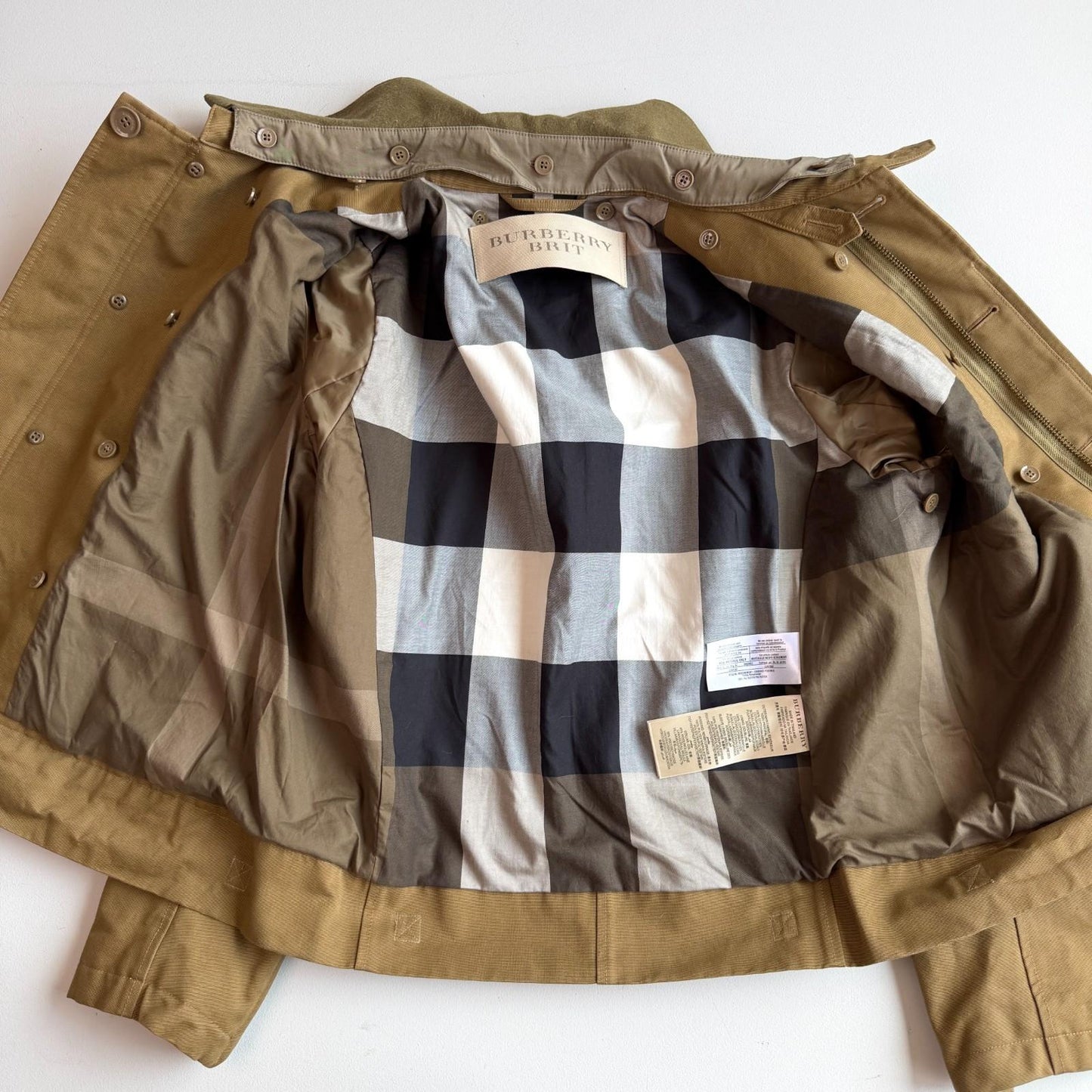 MINT Burberry Brit (XL) Jungle Cloth Grosgrain Cotton Wool Collar Jacket