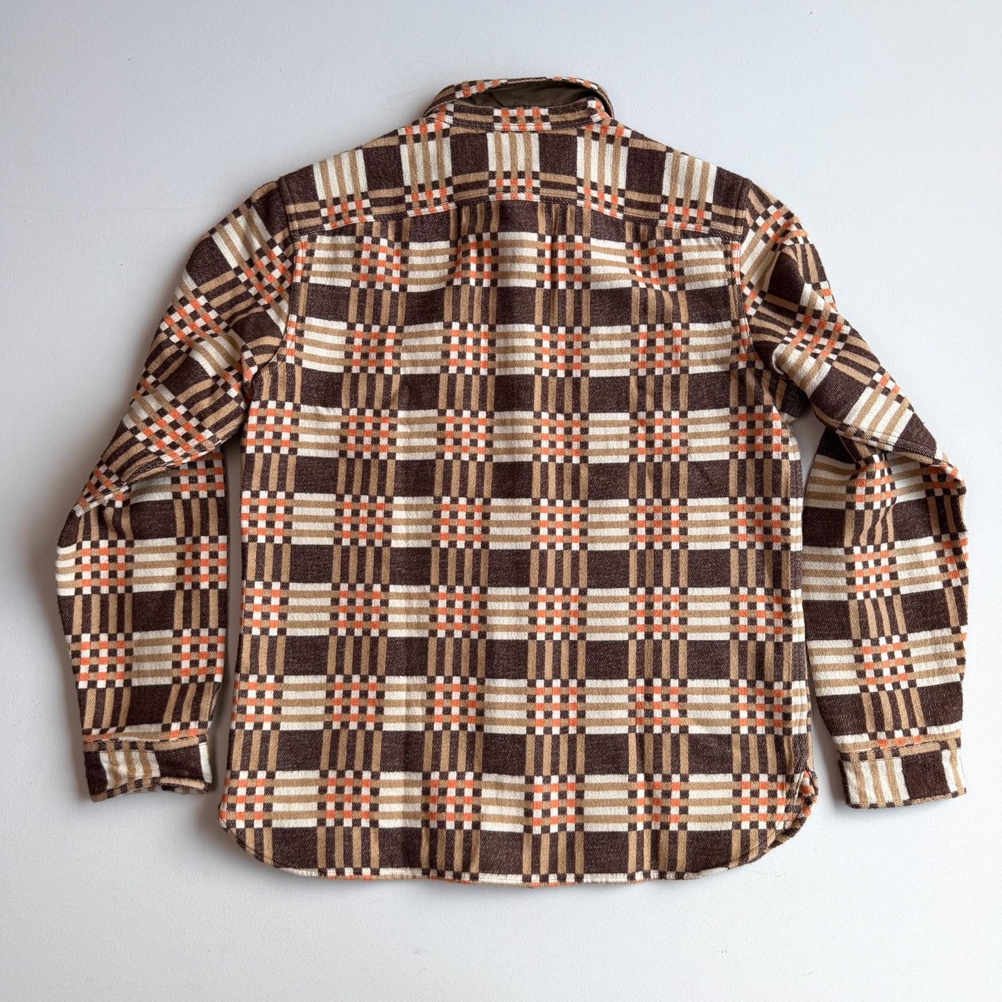 NWT RRL Ralph Lauren (L) Cody Jacquard Cotton Brown/Orange Heritage Work Shirt