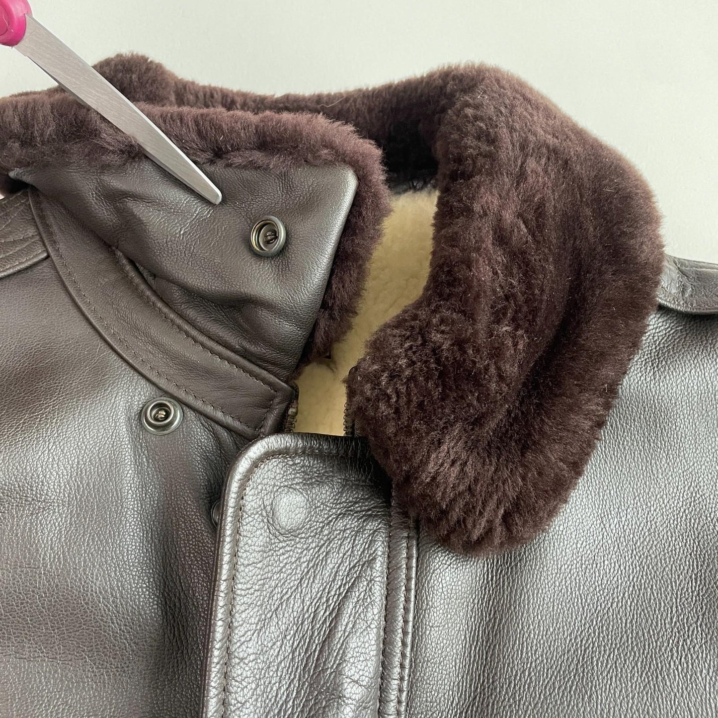 VNTG LL Bean (L/XL Tall) Flying Tiger A-2 Leather Shearling Collar Bomber Jacket