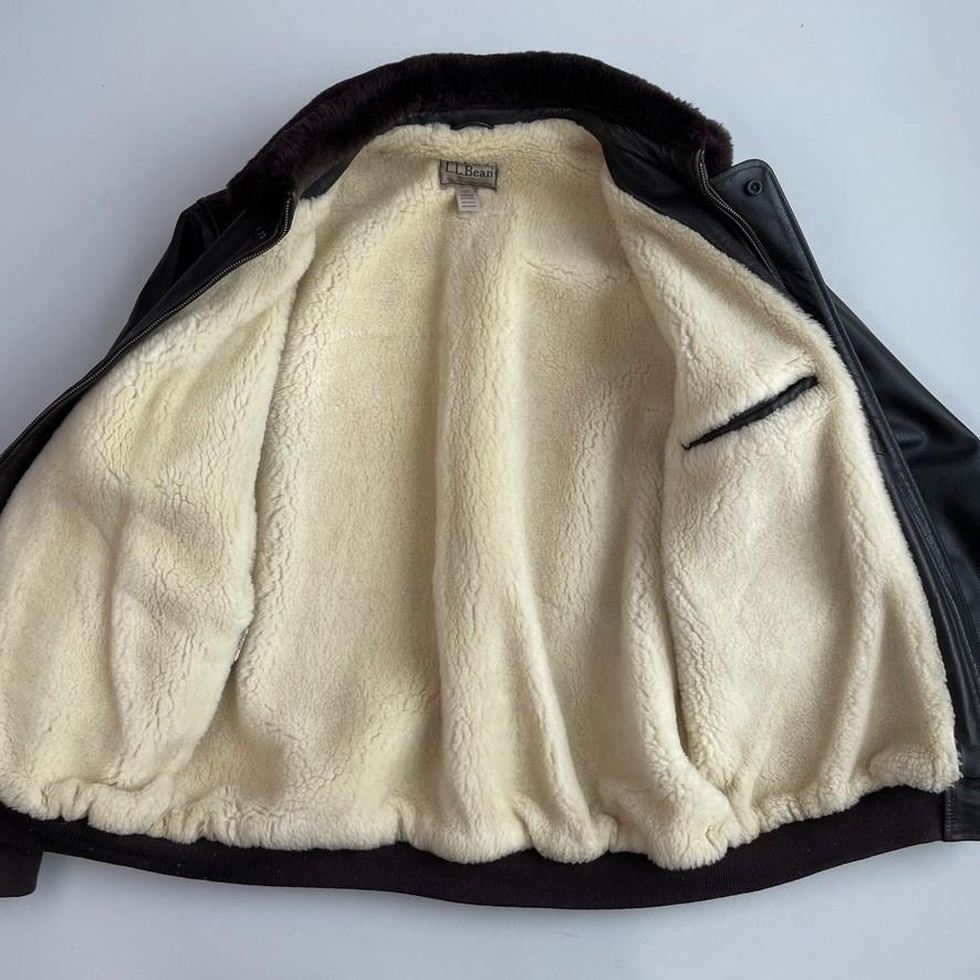 VNTG LL Bean (L/XL Tall) Flying Tiger A-2 Leather Shearling Collar Bomber Jacket