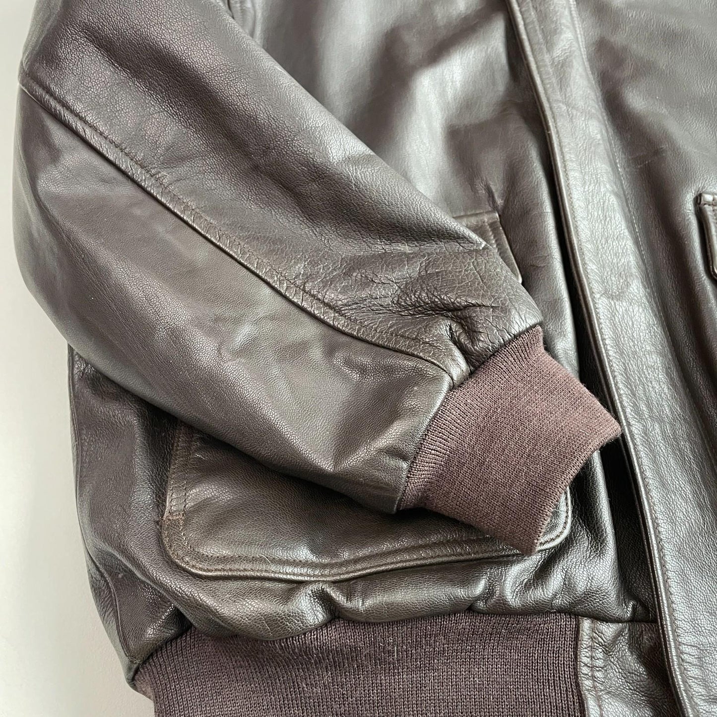 VNTG LL Bean (L/XL Tall) Flying Tiger A-2 Leather Shearling Collar Bomber Jacket
