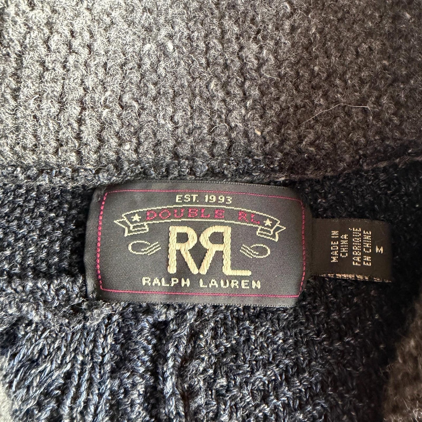 RRL Ralph Lauren (M) Patchwork Indigo Cotton/Wool/Linen Cardigan Sweater