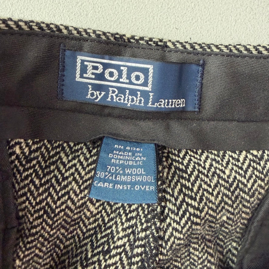 Polo Ralph Lauren (33x30) Back-Cinch Wool Tweed Herringbone Pants