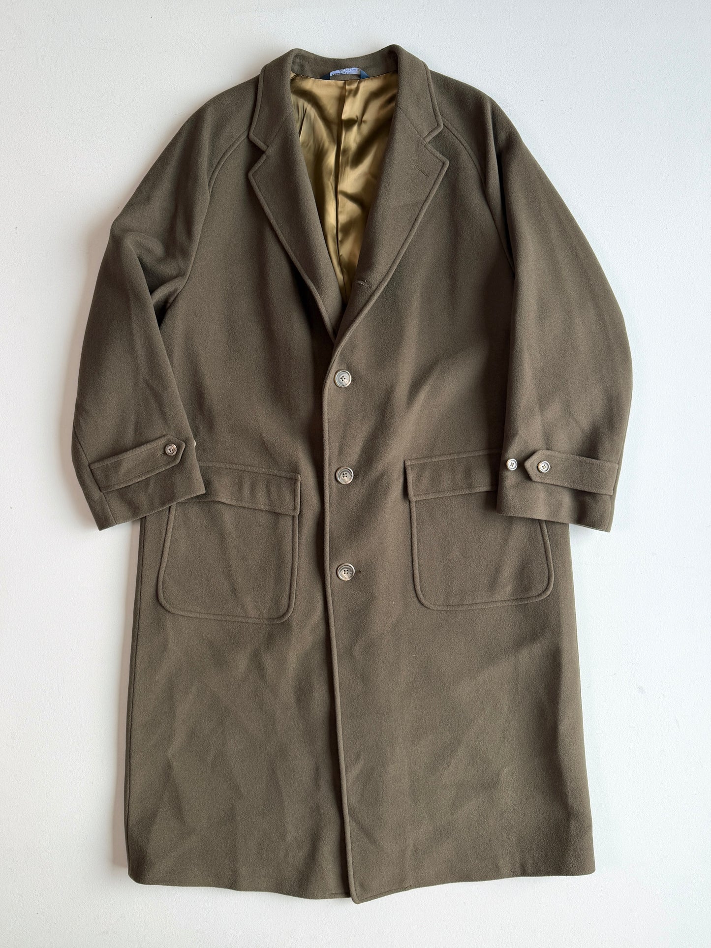 Polo Ralph Lauren (40R) Olive Green 100% Wool Balmacaan Raglan Overcoat