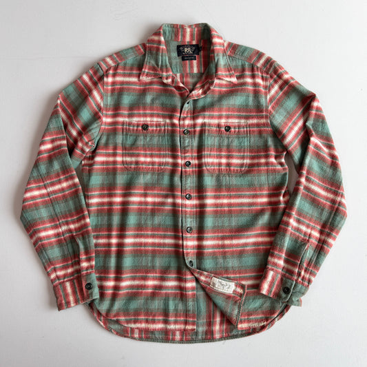 RRL Ralph Lauren (M) Brushed Cotton Plaid Earth Tone Button Front Shirt
