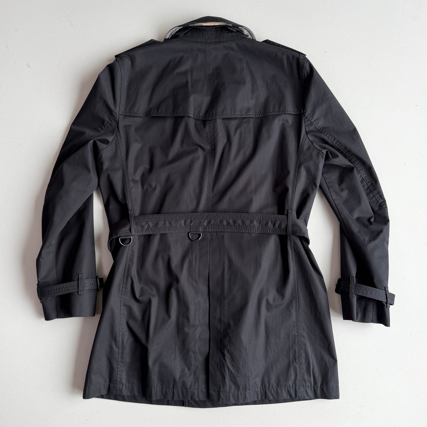 Burberry Brit (XL) 100% Cotton Twill Black Trench Coat