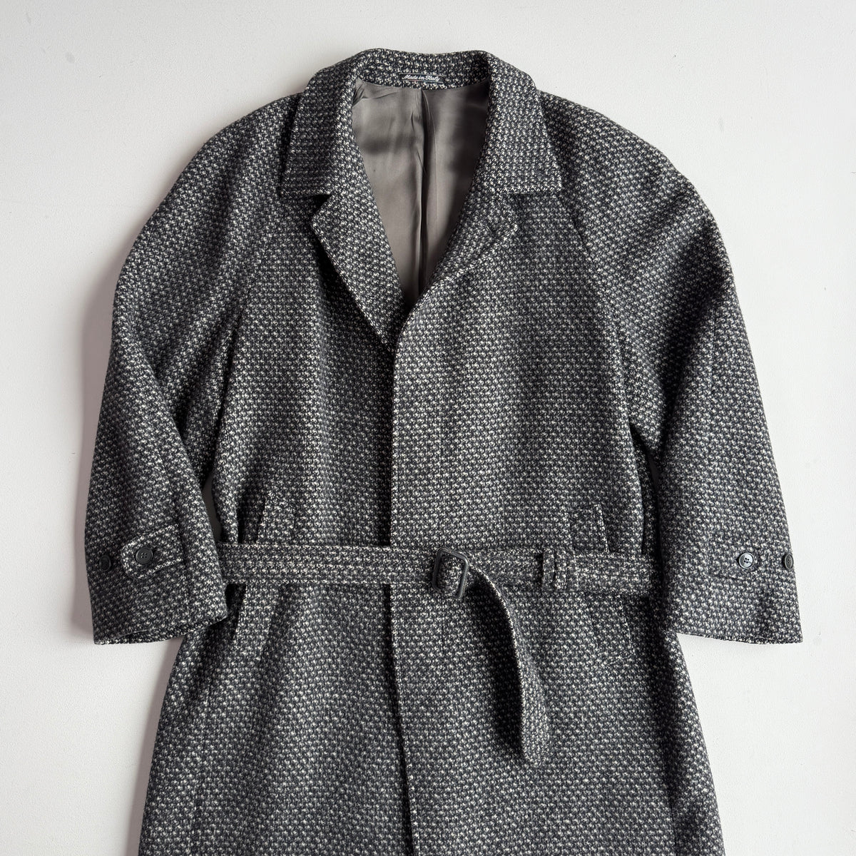 VNTG Giorgio Armani MANI (42R) 100% Wool Tweed Belted Balmacaan Overcoat