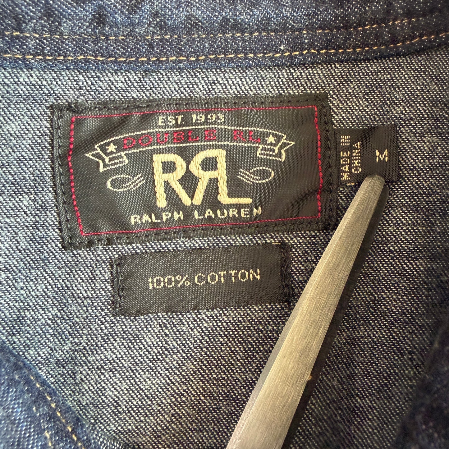 RRL Ralph Lauren (M) Denim Indigo Pearl Snap Western Shirt